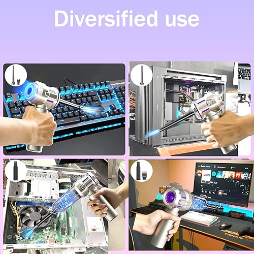 Miniatura 6 de Aspirador de computadora de 16000 PA, limpiador de teclado, plumero de aire comprimido, mini aspiradora de mano inalámbrica para limpieza de