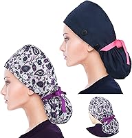 Vista 30 de ABAMERICA Scrub Caps for Women Surgical Caps Nurse Hat Functional Ponytail Holder for Long Hair Single or Satin-Lined