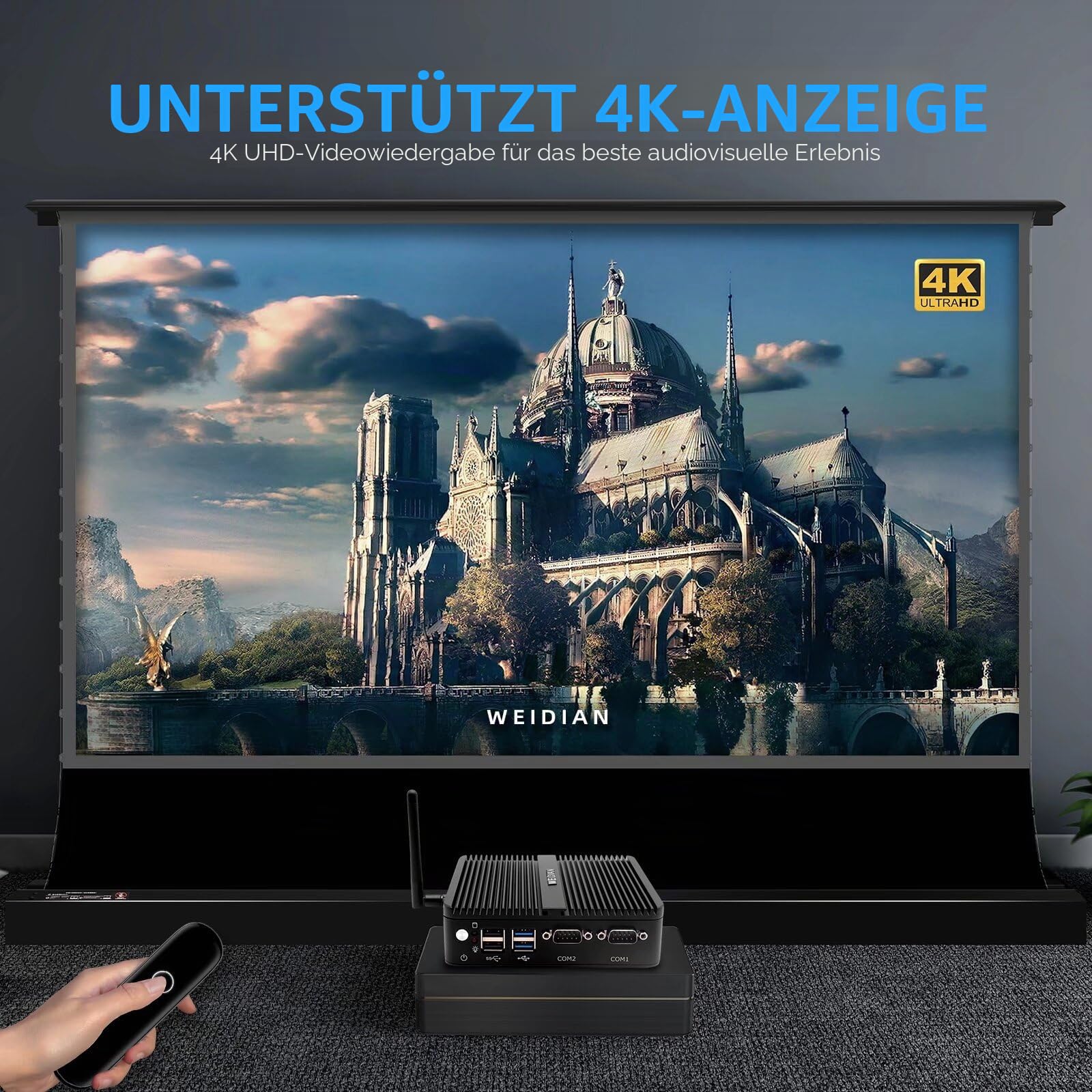 WEIDIAN Lüfterloser PC, Industrie PC, J5005(bis zu 2,8 GHz) Industrial Fanless Mini Computer, HD/VGA Dual Display 4K HD, USB3.0, 2RS232 Com, 2Gigabit Ethernet, WiFi, Win11(8GB RAM 128GB SSD)