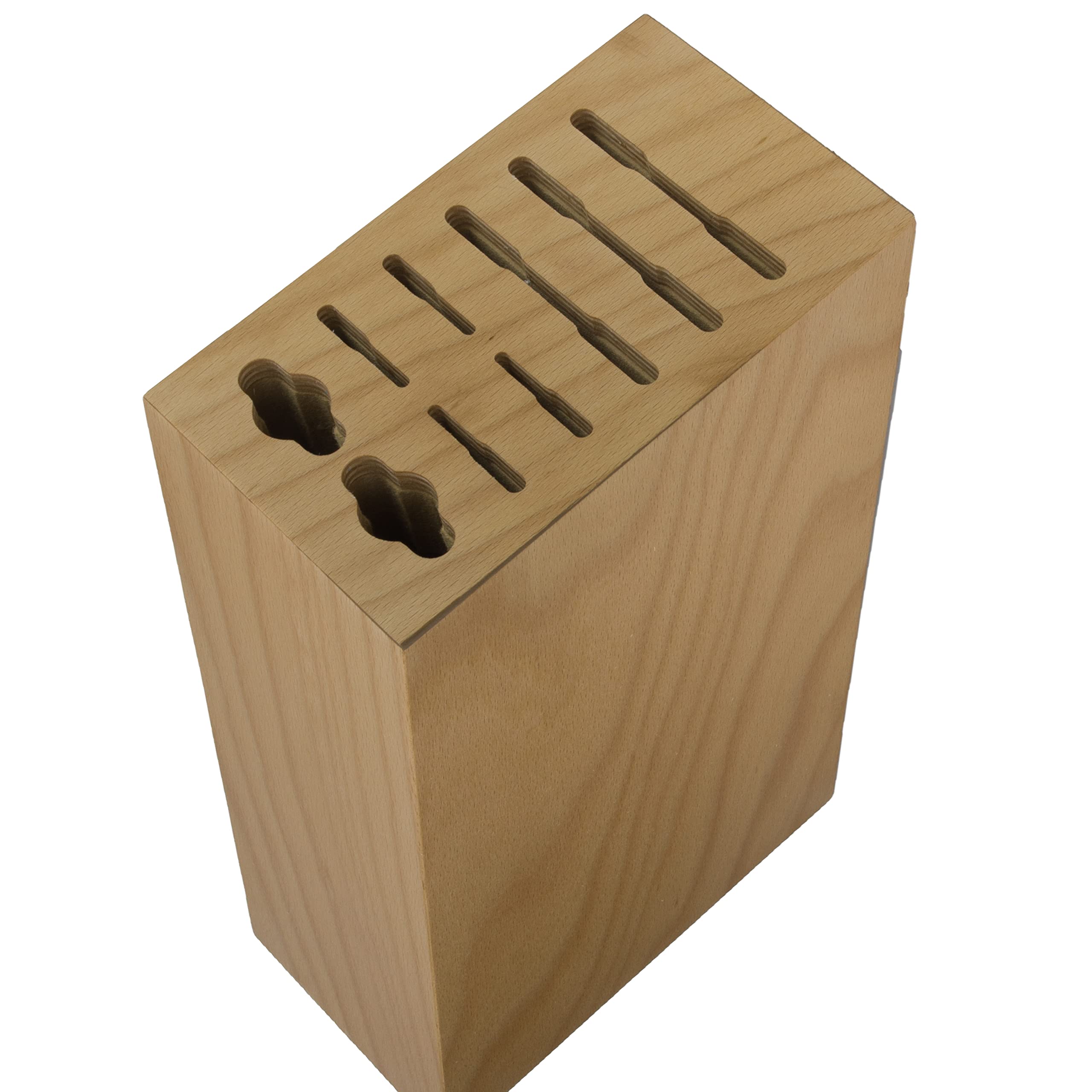 Messerblock mit 9 Öffnungen, Buchenholz natur, leer