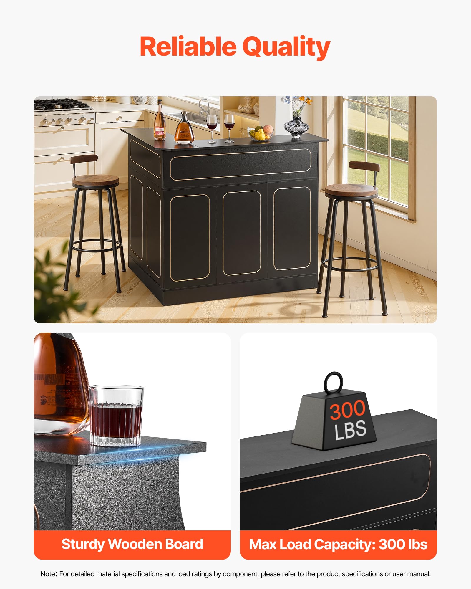 VEVOR Bancone da Bar per Salotto, Mobile Tavolo da Bar a Forma di L con 4 Ripiani Portaoggetti, Carico max 136 kg, Mobiletto Angolare per Casa Cucina Soggiorno Cantina Bancone da Interno, Nero