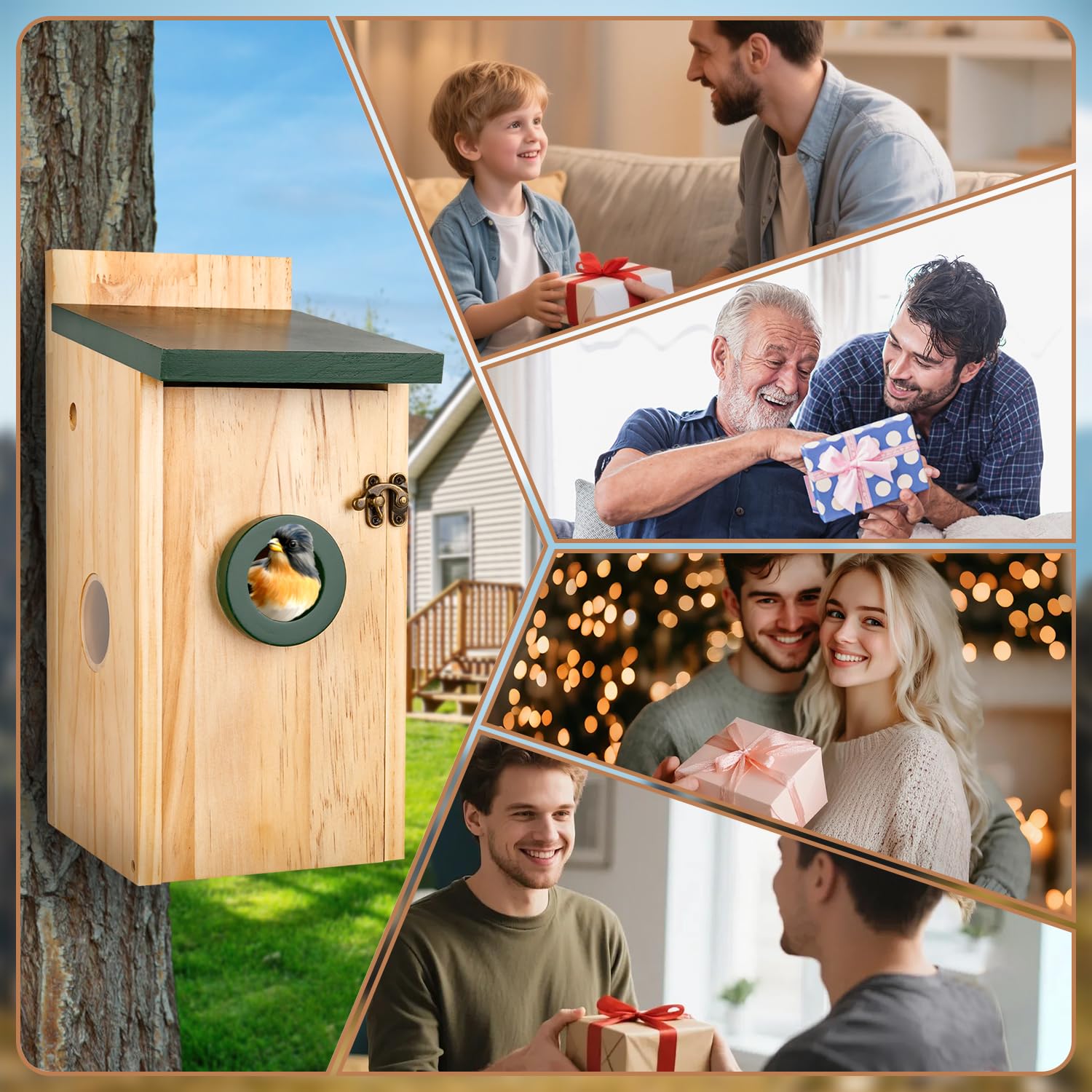 Vogelhaus mit Kamera für kleine Vögel, 5 MP, intelligentes Vogelhaus mit Camer, solarbetrieben, Bewegungserkennung und Benachrichtigung, Nachtsicht, App-Steuerung, intelligentes Vogelhaus aus Holz mit