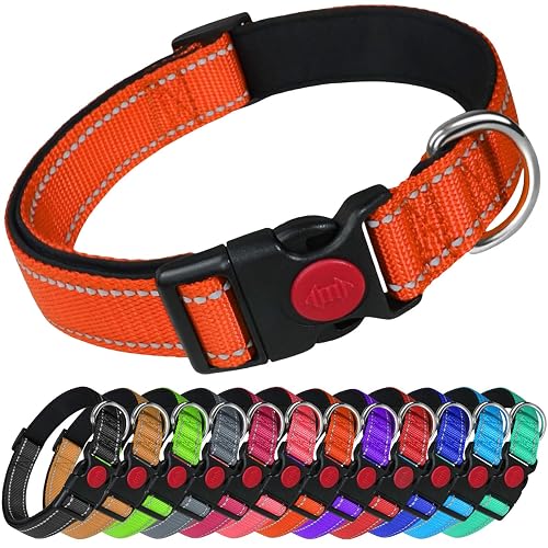 LARRYROO Collar reflectante de nailon para perro, hebilla de seguridad con bloqueo deslizante