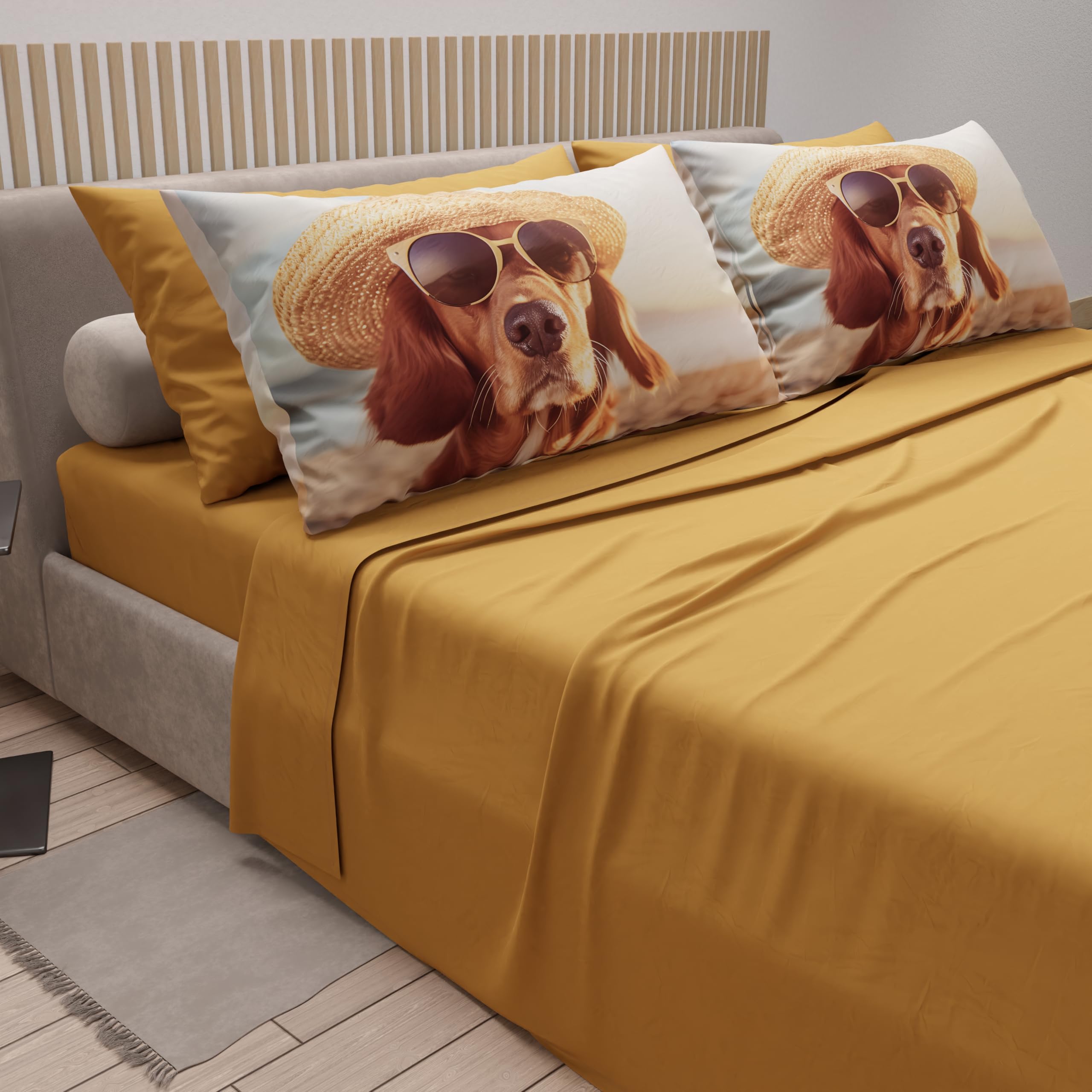 PETTI Artigiani Italiani, Animal Bed Linen with Dogs in Cotton with Pillowcases in Digital Print, Double Bedsheets - Image 2