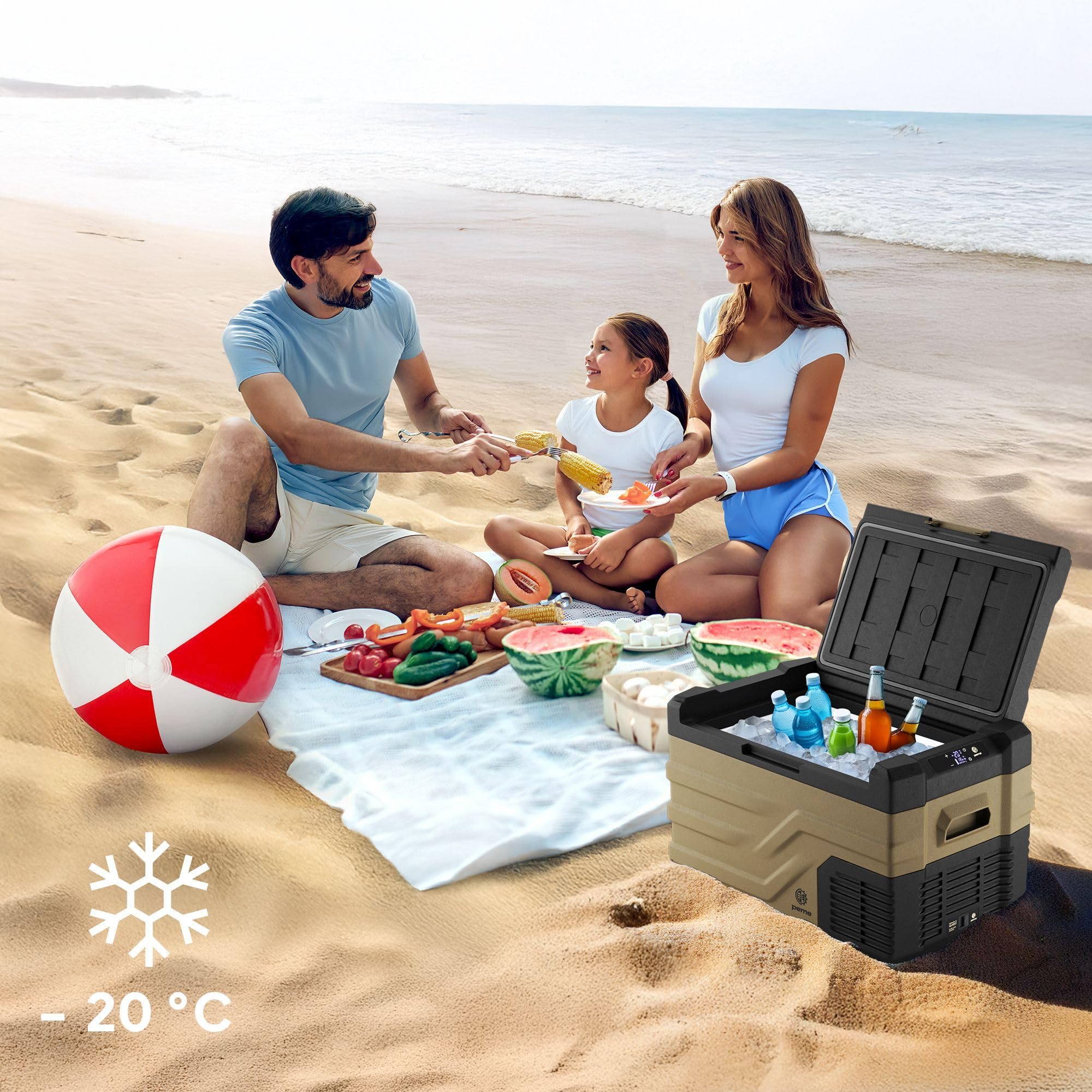 peme Nevera Compresor Portátil Eléctrica Refrigerador Coche Frigorífico para Camping Viaje Auto 12 24 v con Enchufe Silenciosa Portatil Congelador Frigorifico Camper Frigobar 26,8L - Quest