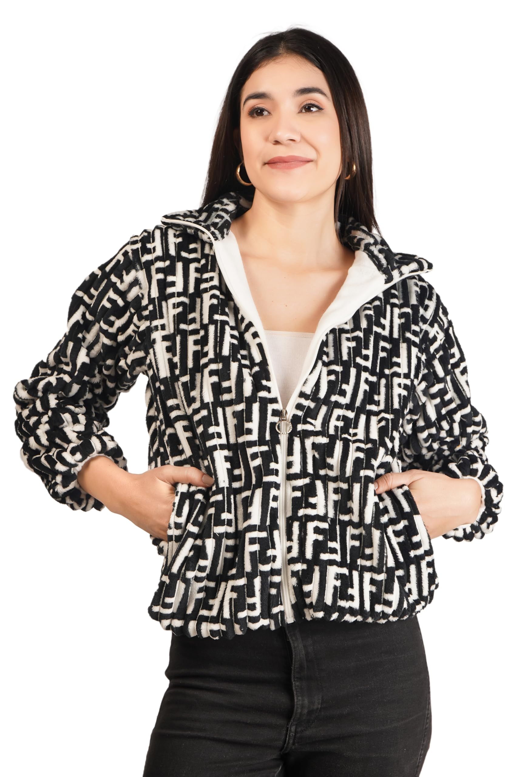 Regular Fit Western Wool Cardigan Zipper Jacket For Women & Girls For Winter-picture-14