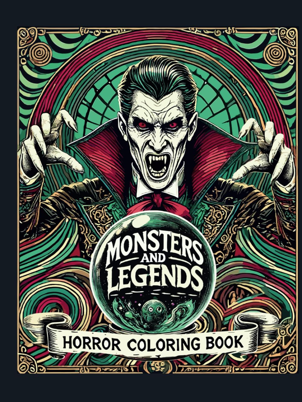 Monsters and Legends: Horror Coloring Book: Learn Fascinating facts about Mythological Animals and Classic Creatures depicting in Abstract Art. Ideal for Halloween and created for Adults