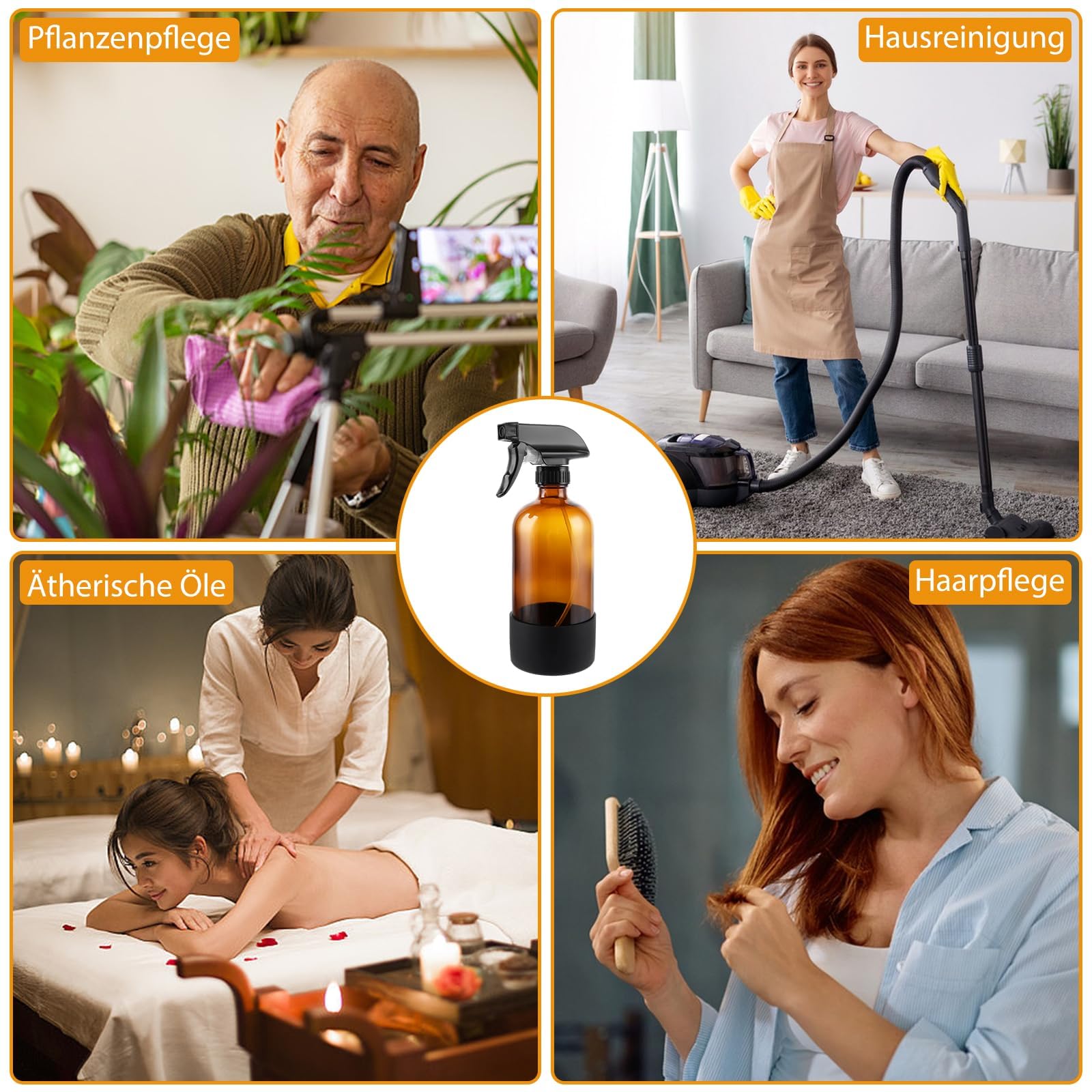 6 Stücke 500ml Sprühflasche Kunststoff Zerstäuber Sprühflaschen, Pflanzensprühflasche Drucksprühflasche für Pflanzen, Garten, Haarpflege, Nachfüllbare Leere Sprühflasche mit Justierbarer Düse