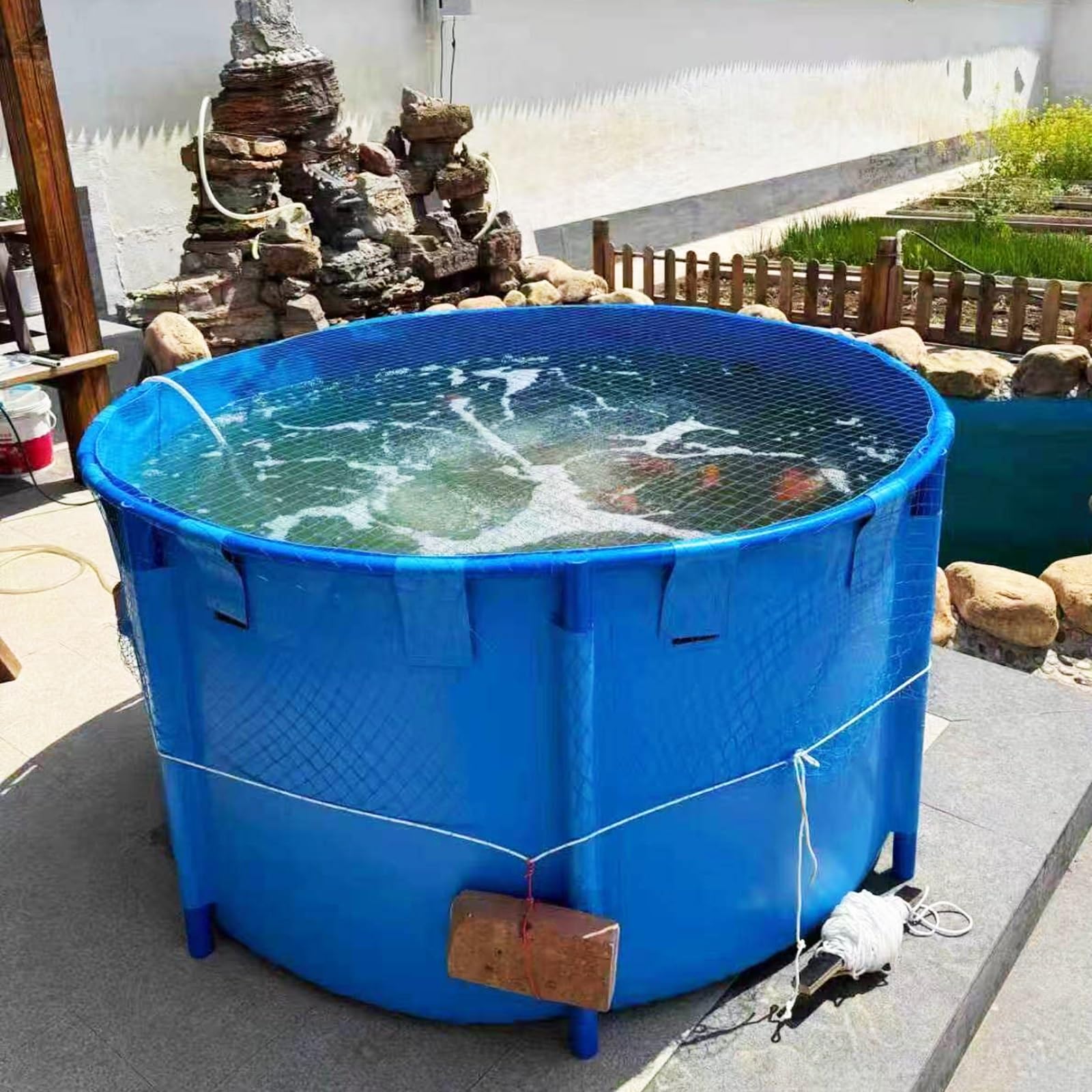 Piscine Hors Sol/Cadre Piscine Piscine Portable De 1 M De Profondeur avec Réservoir, Structure Non Gonflable, Grande Capacité, Bassin À Poissons(7065L/1866GAL - 3M/9.8ft Dia)