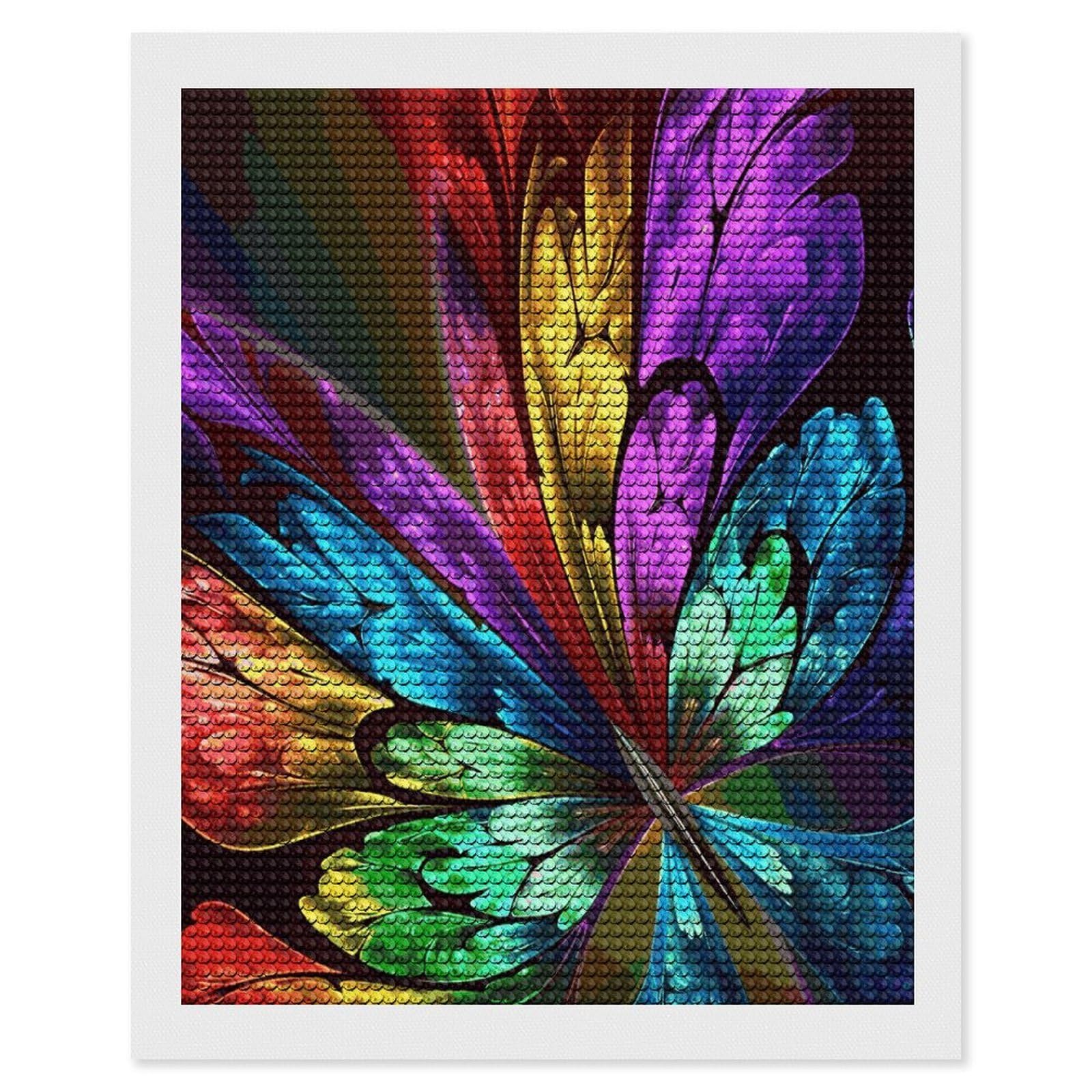 LDGSUPH Rainbow Butterfly Diamond Painting Kits for Adults Paint with Diamond Pictures Art DIY Full Drill Diamond Dots Painting Personalized Diamond Photo for Home Wall Decor Gift 16"x20"