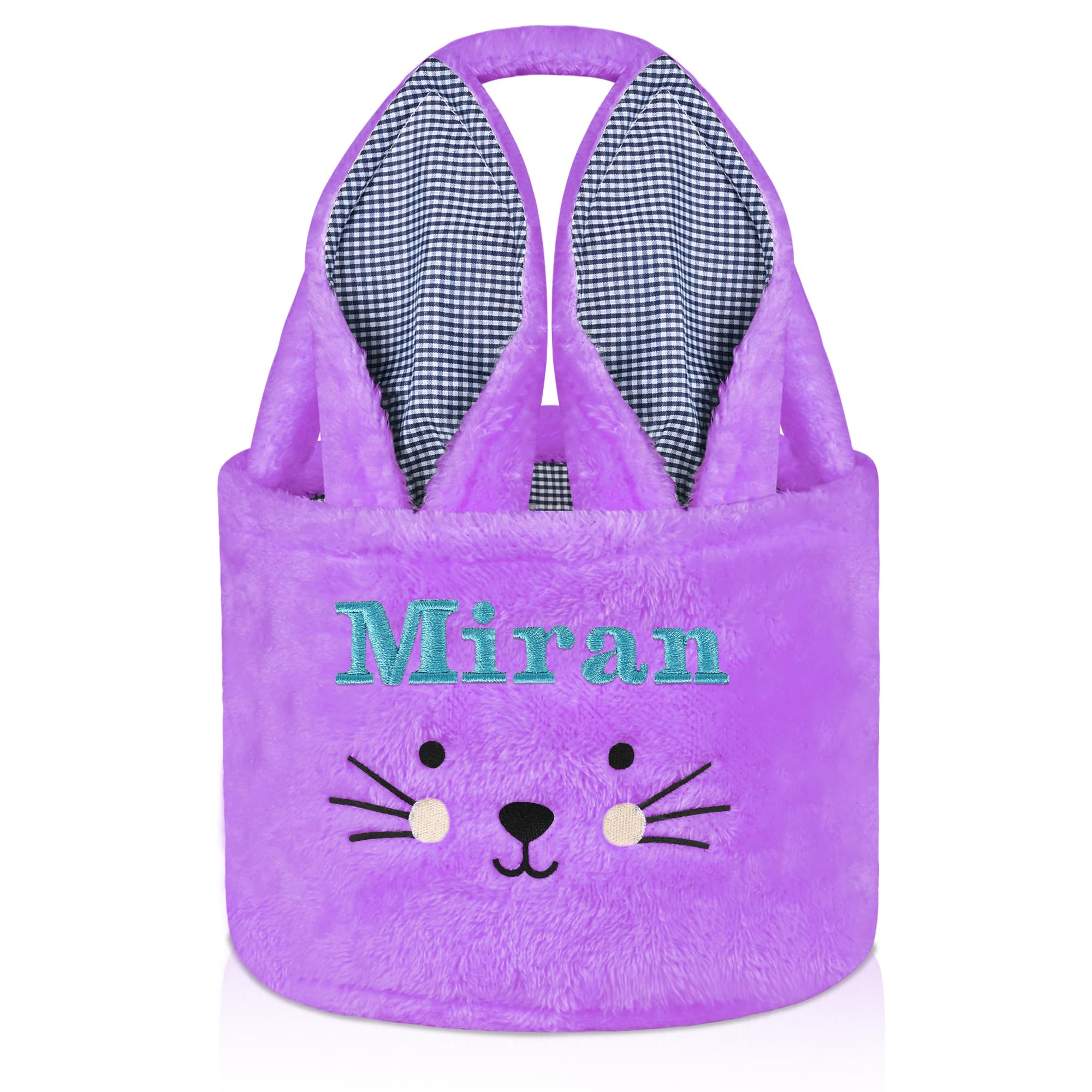 Eremovd Bunny Easter Baskets, Personalized Easter Basket with Name - Purple