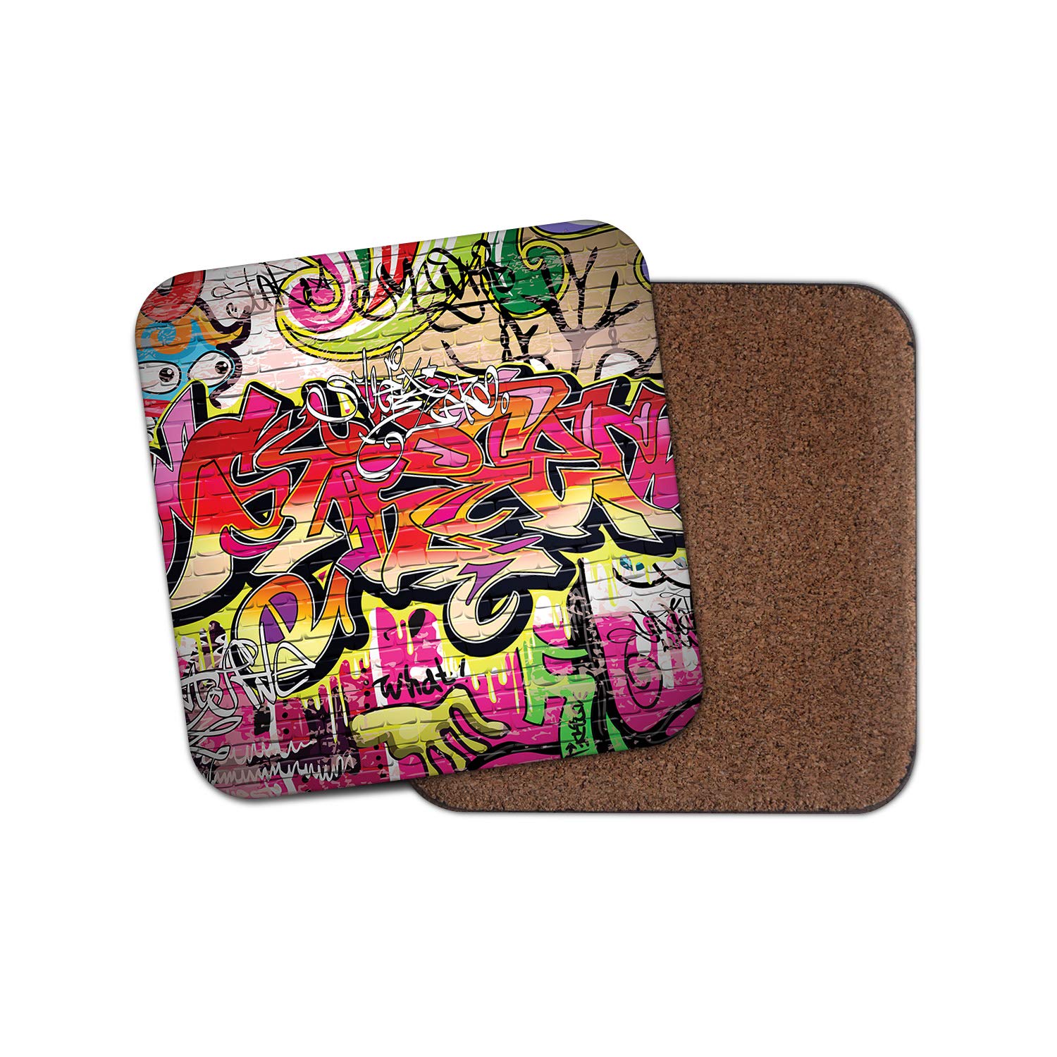 1 x Funky Graffiti Wall Coaster - Kids Teenager Fun Urban Pink Red #8692