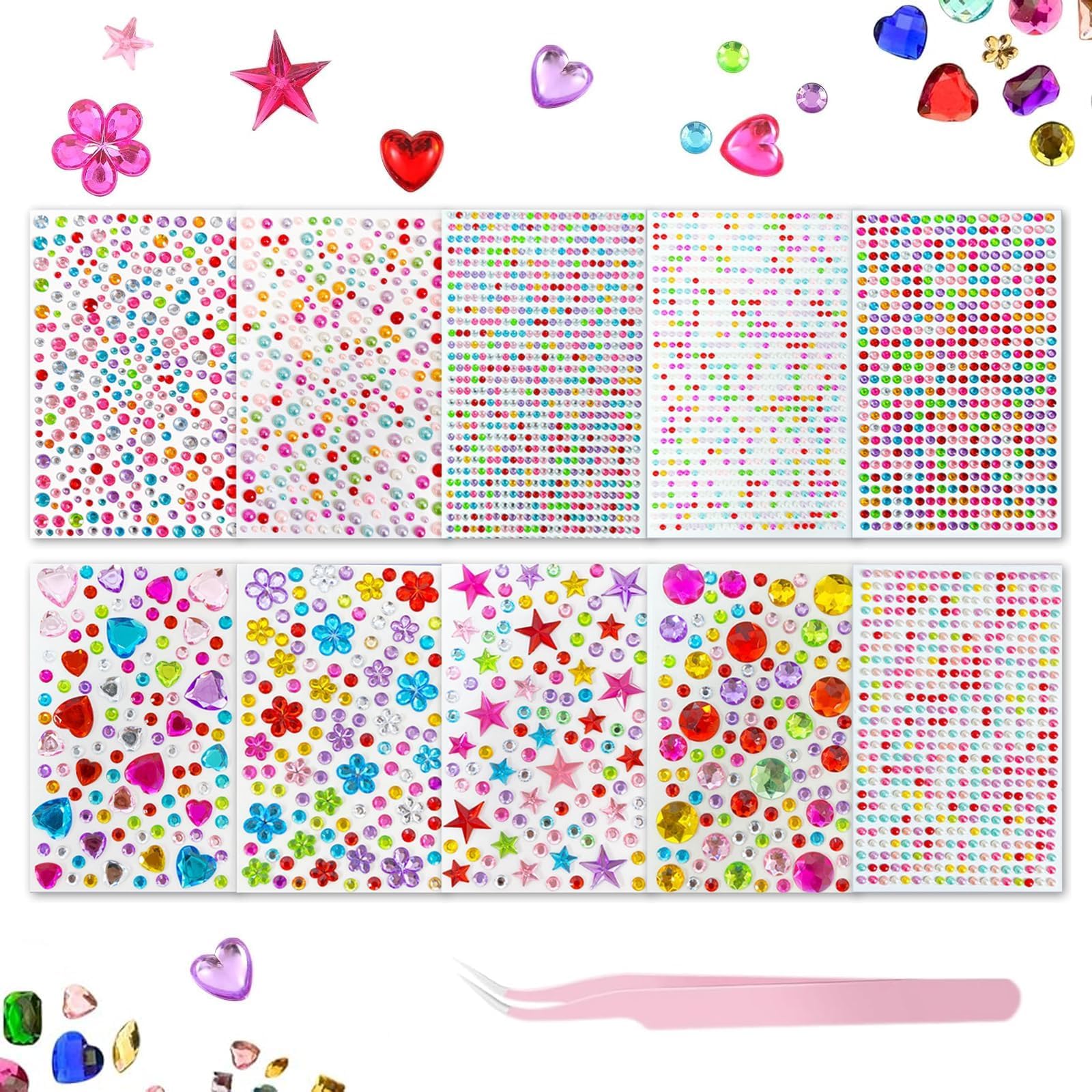 Nooynoeo No 3541 Self-Adhesive Gem Stickers, Rhinestone Self-Adhesive Gems, Gem Stickers, Adhesive Gems For Diy Handmade Stickers, Adhesive Gems For Face And Hair Decoration