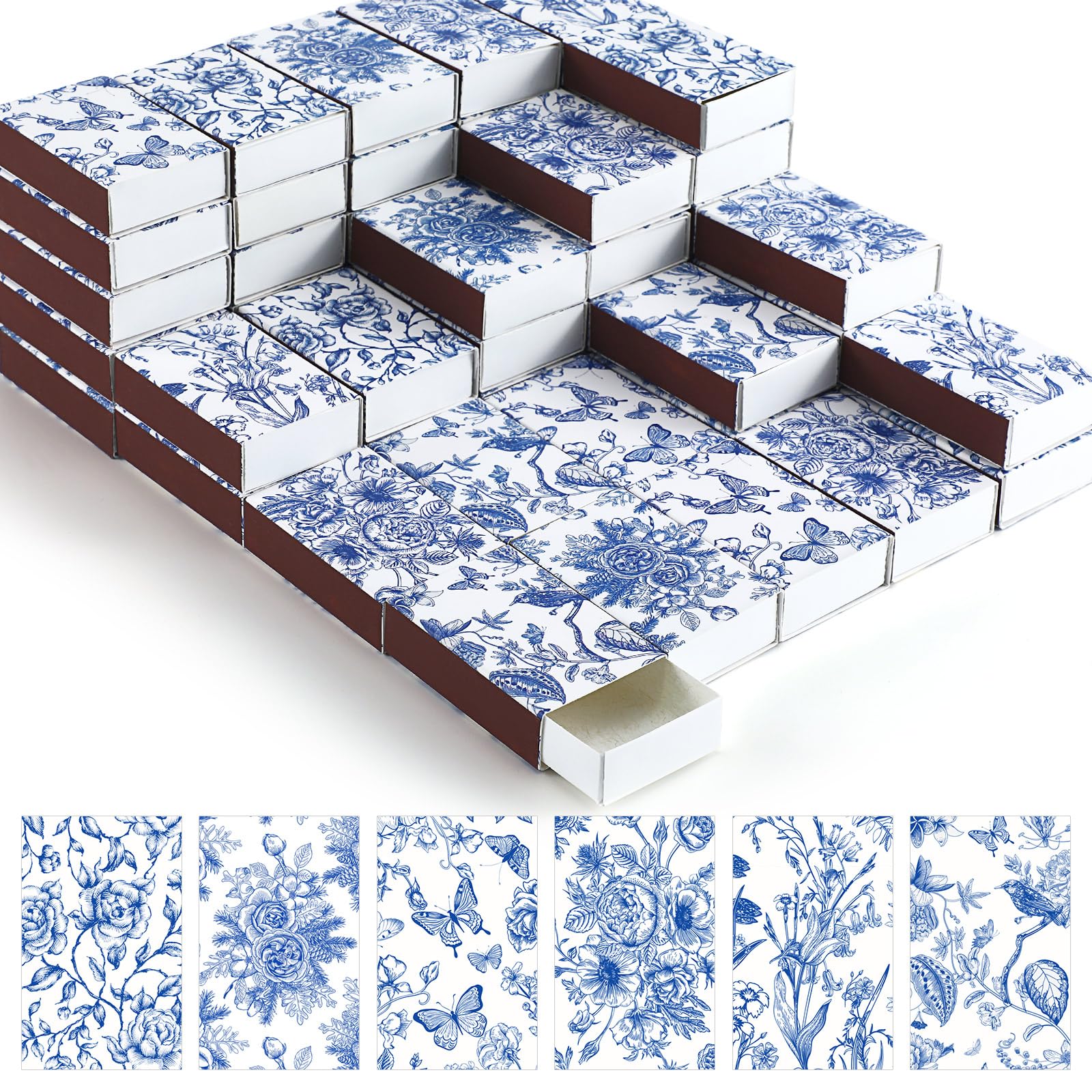 FuWeave 60 Pcs Spring Flower Blank Matches Containers 2.24 x 1.42 x 0.59 Inches Floral Match Holder Baby Shower Tea Party Favor for Guests Decorative