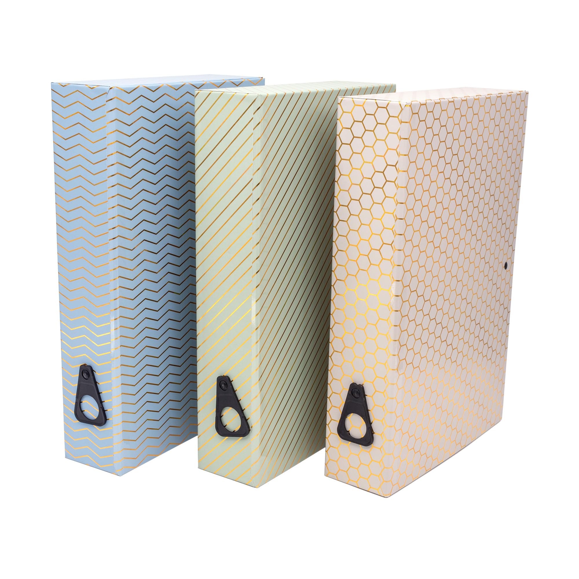 Pukka Pad Haze Foolscap Box Files – Pack of 3 Filing Boxes with Internal Spring Clip & Thumb Holes for Easy Retrieval – 70mm Capacity, Fits up to 500 Sheets of Paper for Safe & Secure Document Storage