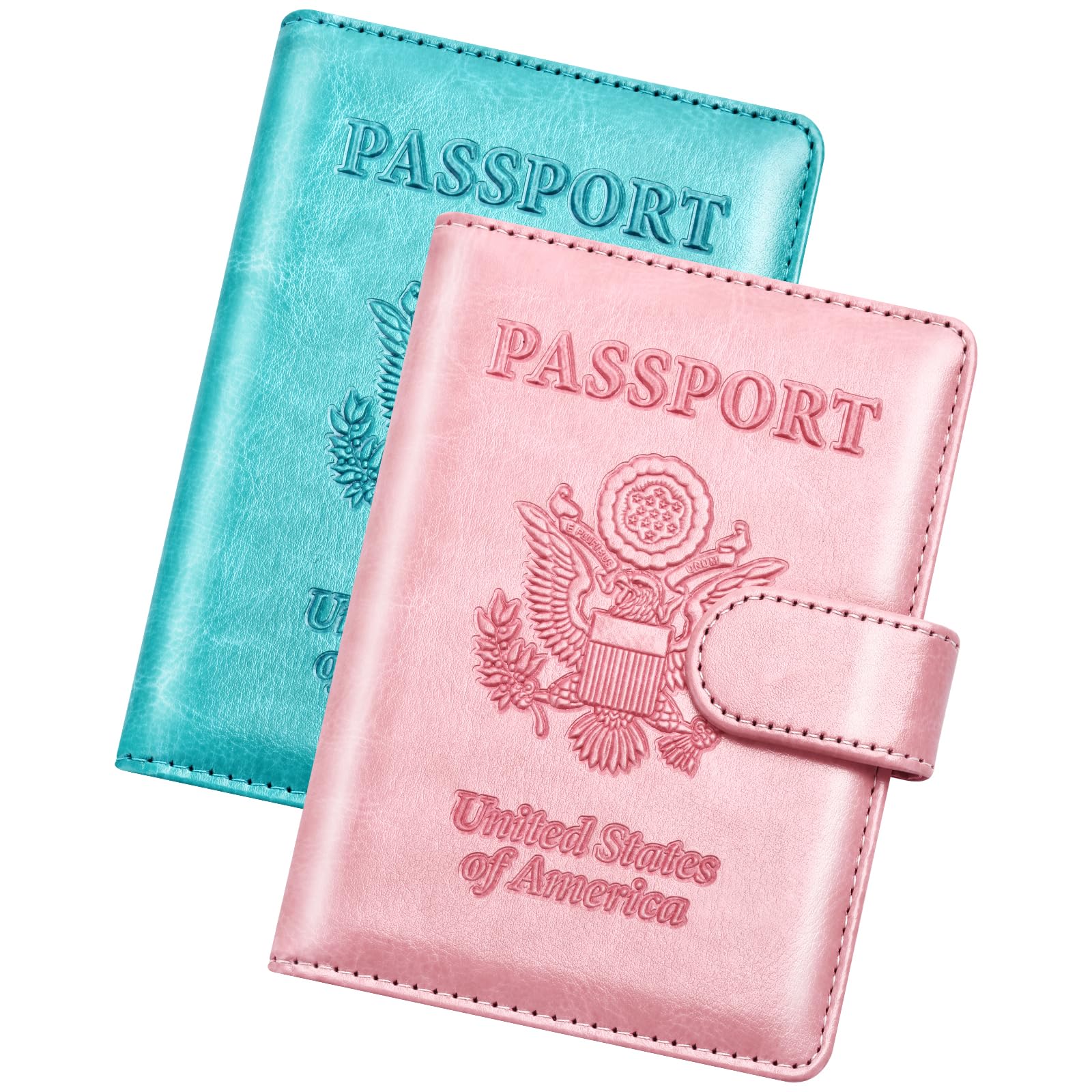 Passport Holder, Passport Cover, Passport Wallet, for Family Women Men, Passport Case, Passport Book Protector, Passport and Vaccine Card Holder Combo, Travel Essentials, B-Turquoise + Pink-image-28