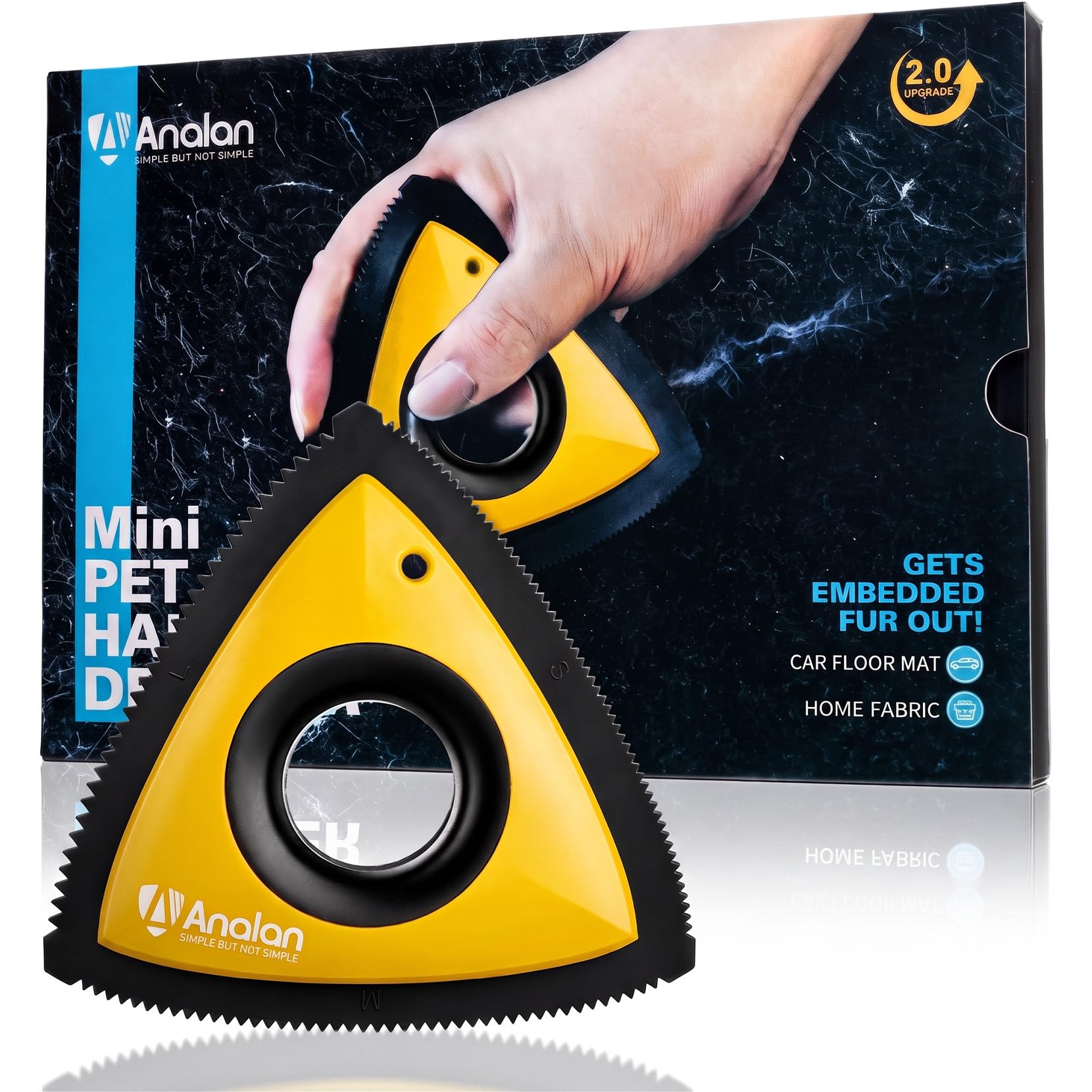 Analan Mini Pet Hair Remover for Car Detailing Dog Hair Tool Brush (Yellow)