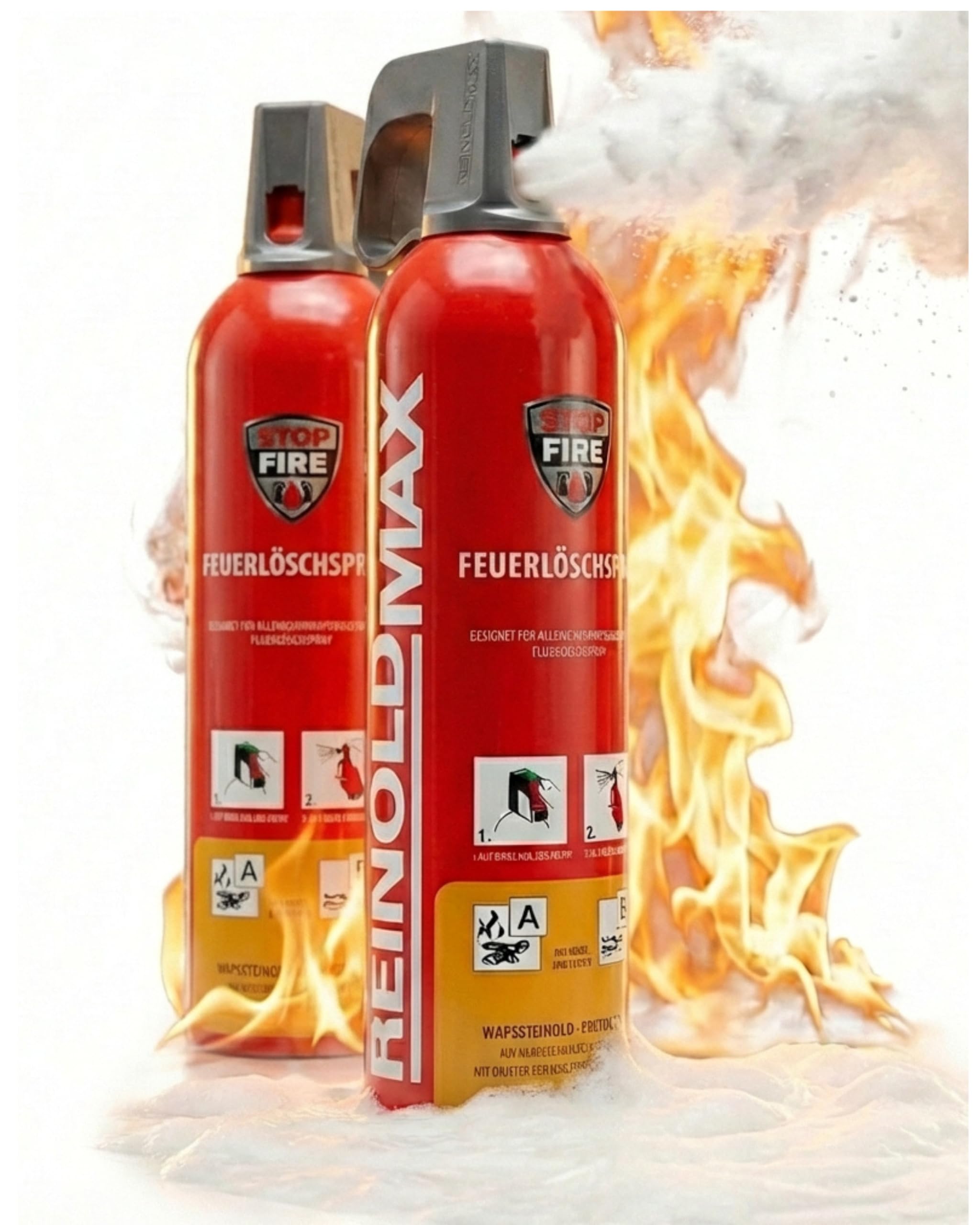 Xenotec Feuerlöscher - Löschspray 2x750 ml - Feuerlöscher Auto - Küche, Haushalt, Auto Feuerlöscher Schaum - Schaumlöscher - Co2 Feuerlöscher - Kompakter Feuerlöscher für unterwegs
