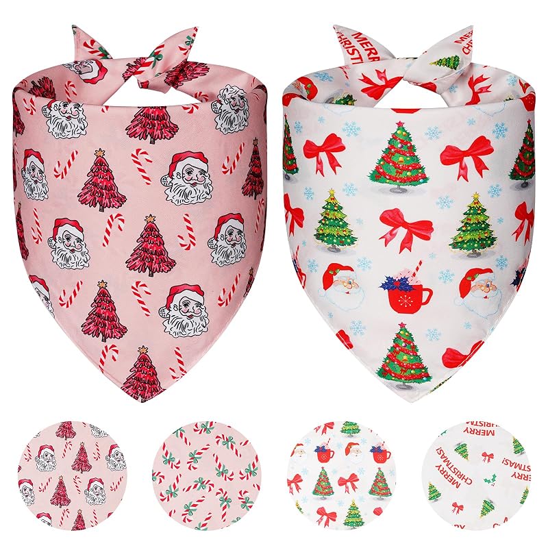 Bandana Natalina para Cães em Poliéster Dupla Face Agroon, Pacote com 2 – Small