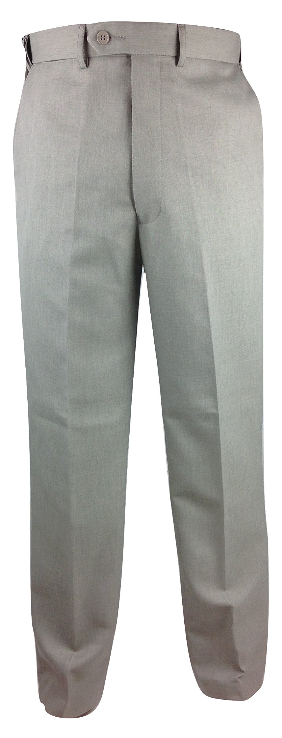Carabou Men's Taupe Plain Front Self Adjusting Waist Travel Trousers Waist 32 – 48 Leg 27 29 31 Comfort Expand A Band Travel Pant Bottom Formal Casual Navy Grey Sage Sky Beige Brown Light Slacks
