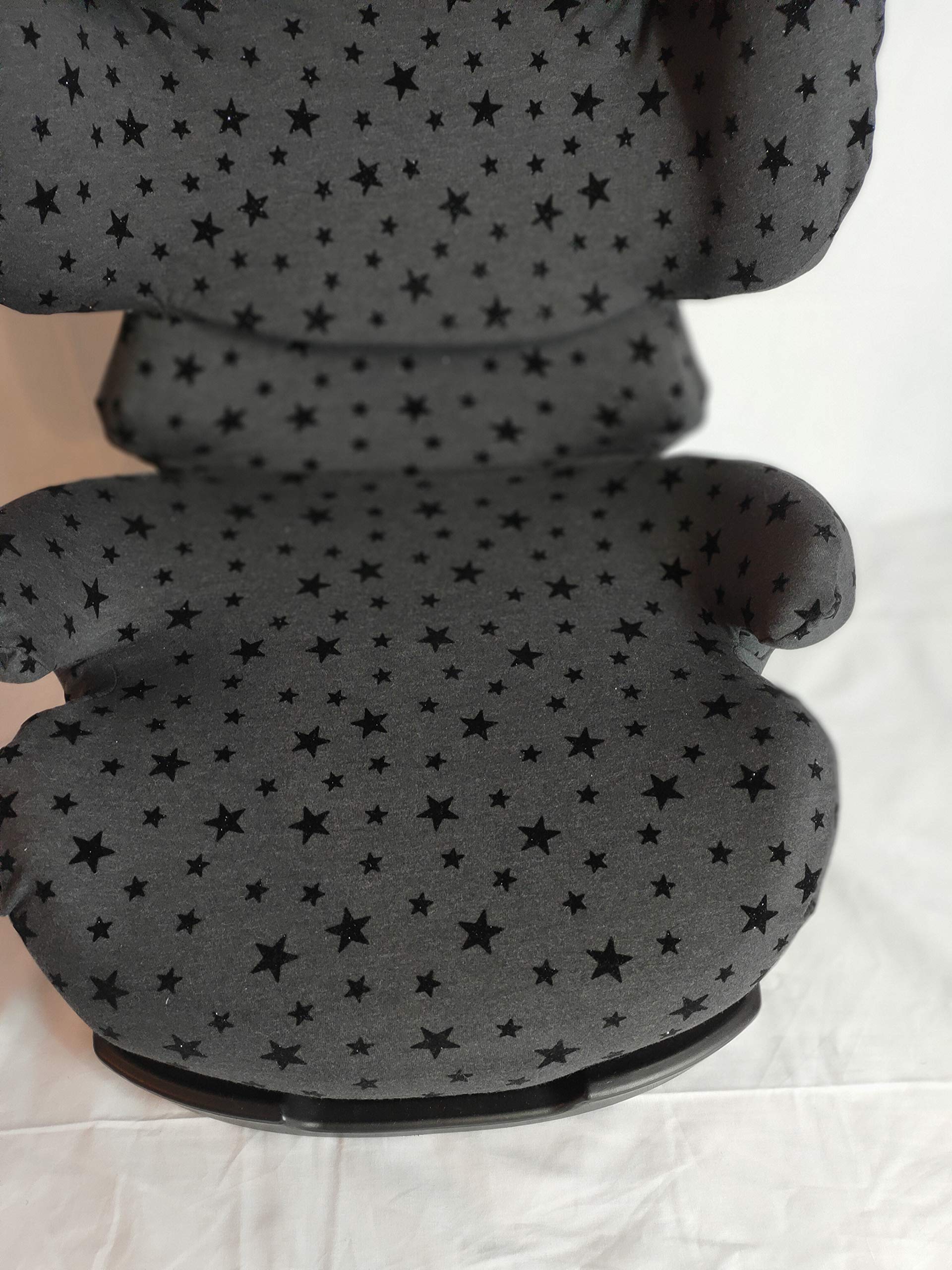 moon-bebe funda compatible con silla de coche Cybex Pallas, Silver Pallas Fix y Pallas 2 Fix nergo (black stars)