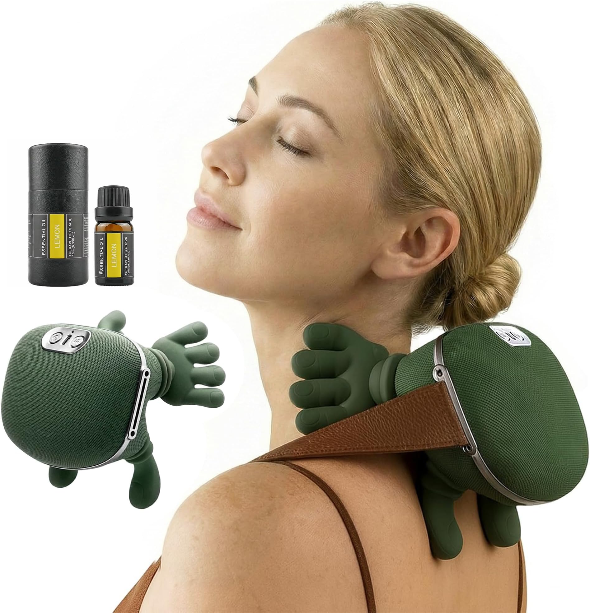 - Bionic Heated Shiatsu Massager, 4D Deep Tissue Kneading, Electric Portable Neck and Back, Muscle Relaxation