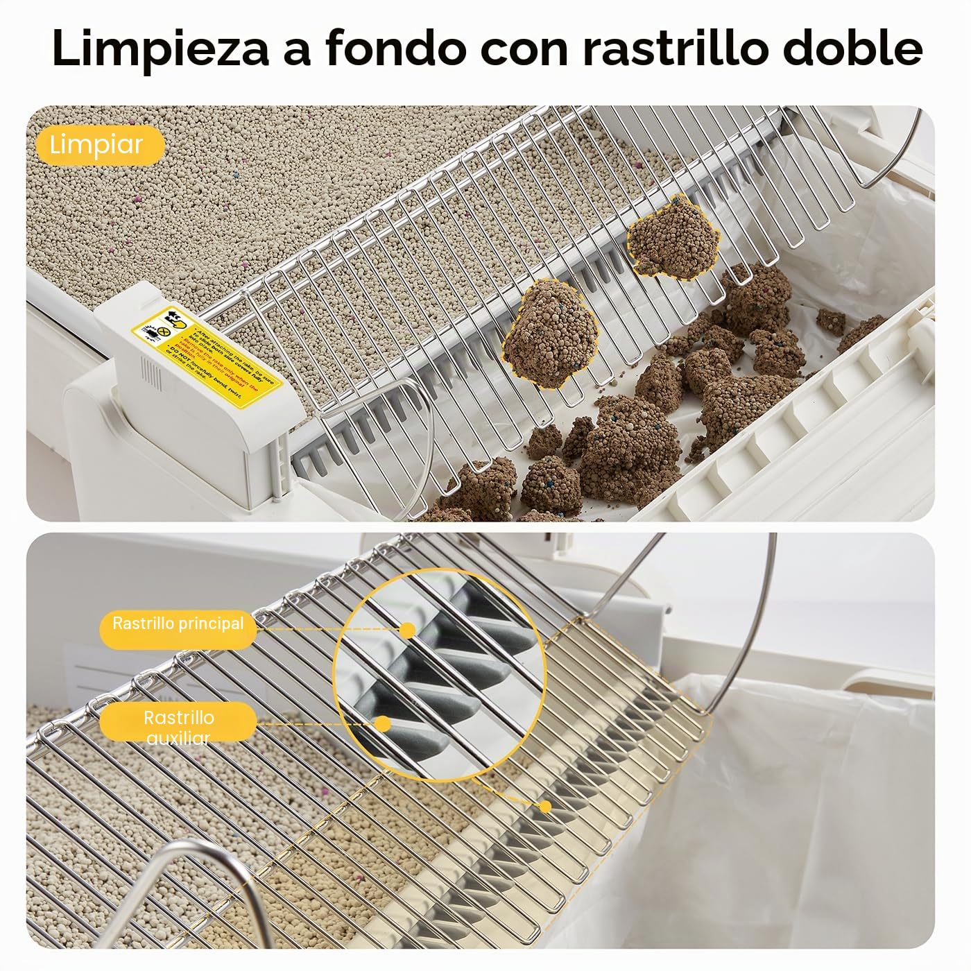 UBPET C31 Arenero Gatos Autolimpiable, Arenero Autolimpiable Abierto con Control por App, Desodorizador, Diseño de Doble Peine, Gran Capacidad, Arenero Automatico para Múltiples Gatos