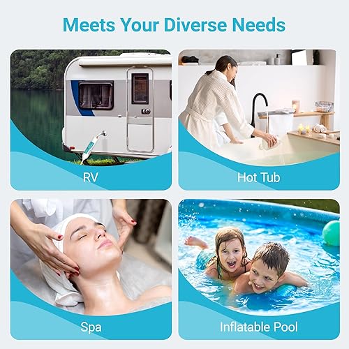 Miniatura 8 de AQUA CREST Filtro de agua XL para caravana, prefiltro de extremo de manguera de jardín para piscina, bañera de hidromasaje, spa, reduce el cloro,