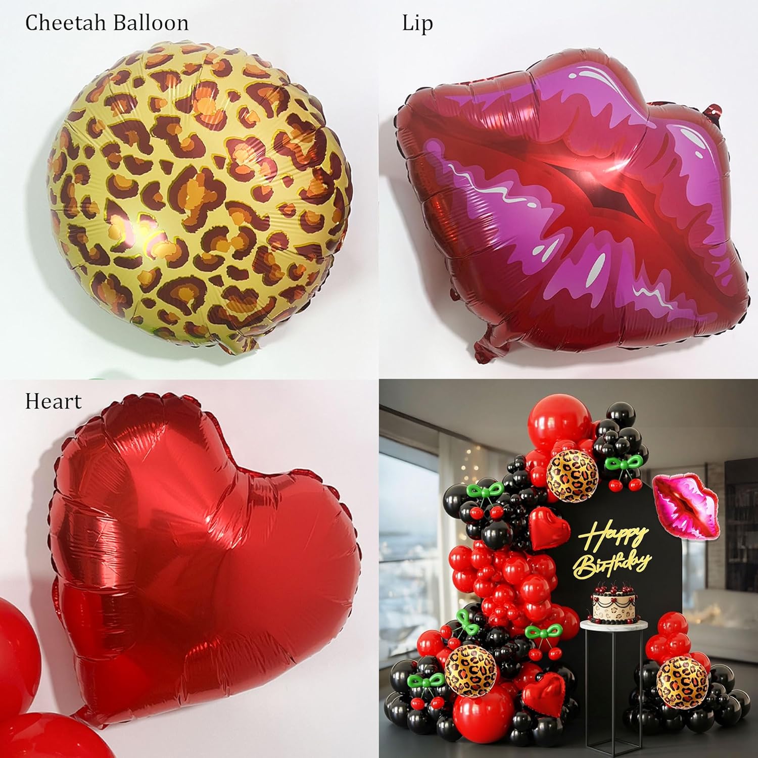 Cheetah Balloon Arch Kit, Red and Black Cherry Lips Balloon Garland for Girls' Birthday, Cheetah Party Decoration, Bachelorette Party Decorations - Image 6