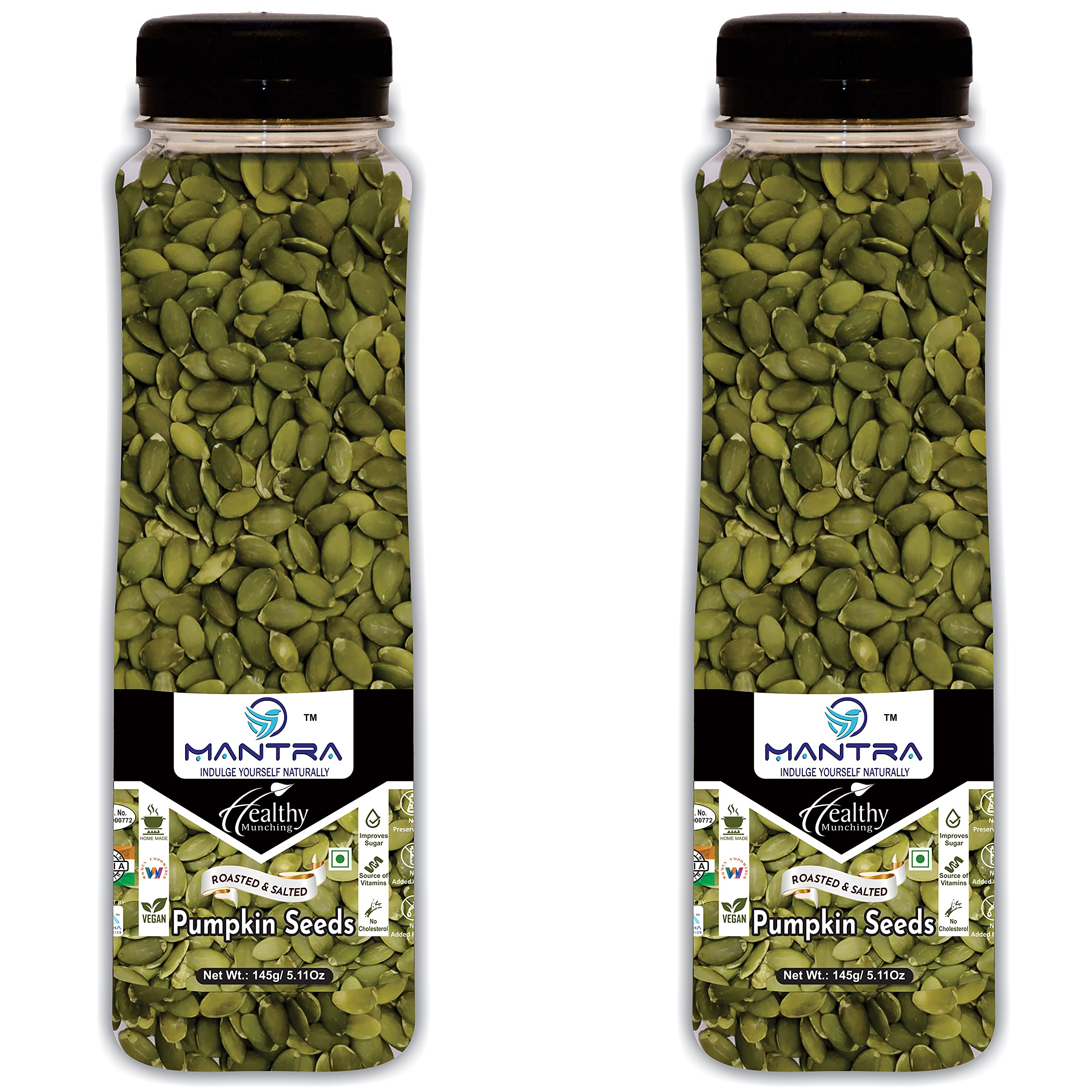 Gifts World Mantra Healthy Munching Roasted&Salted Pumpkin Seeds-145Gm(Pack Of 2)|Lightly Salted For Healthy Diet|Protein And Fiber Rich Superfood|Crunchy Healthy Snack