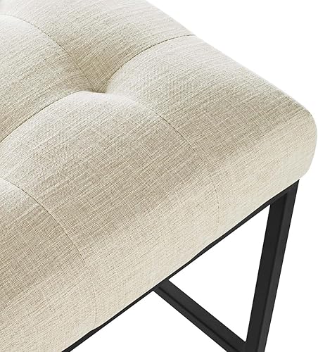 Miniatura 6 de Modway Privy Taburete tapizado de tela de acero inoxidable negro, beige