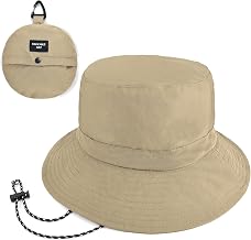 Unisex Packable Bucket Sun Hat for Fishing Beach Hiking Camping Travel | UPF 50+ UV Protection Foldable Lightweight Fisherman Hat, Adjustable Size with Detachable Chin Strap & Secure Snap Hook