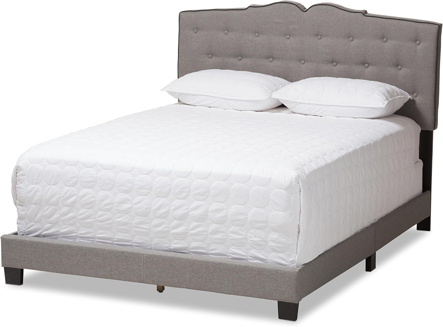 Baxton Studio Leigha Modern and Contemporary Fabric Upholstered Bed, Full, Light Grey