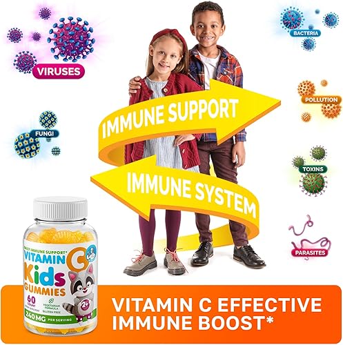 Miniatura 2 de Gomitas de vitamina C, 120 unidades para niños y adultos, 240 mg y magnesio 200 mg gomitas – Vitaminas masticables de apoyo inmunológico bajas en