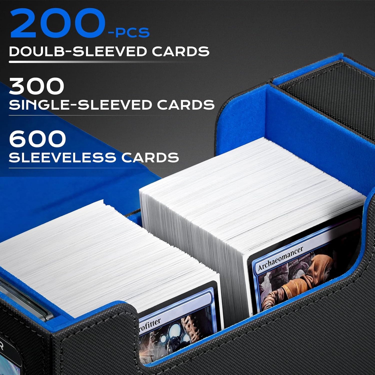 Boîte à Deck MTG ZLCA – Fenêtre De Présentation, Range 200 Cartes Double-sleeve + Plateau Dés, Noir/vert