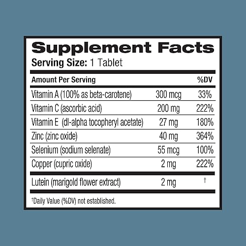 Miniatura 6 de Bausch + Lomb Ocuvite - Suplemento vitamínico y mineral para ojos, contiene zinc, vitaminas A, C, E y luteína, 60 tabletas, (paquete de 2)