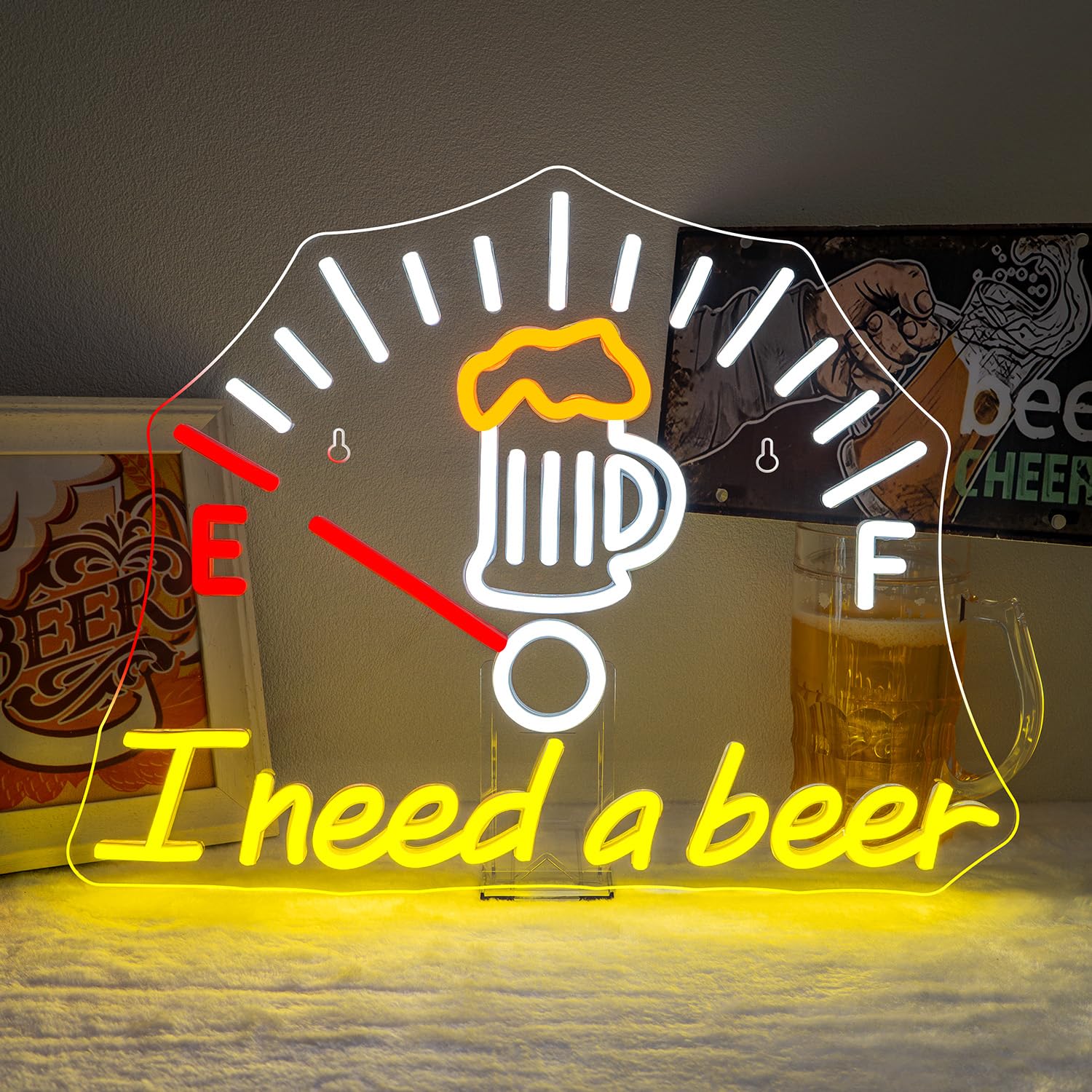 I Need a Beer Neon Sign Beer LED Neon Light Bar Wall Decor for Pub Man Cave Shop Teen Room Game Room Decor Hip Hop Party Neon Signs Wall Decor Party Bedroom Unique Gifts for Wine Lovers
