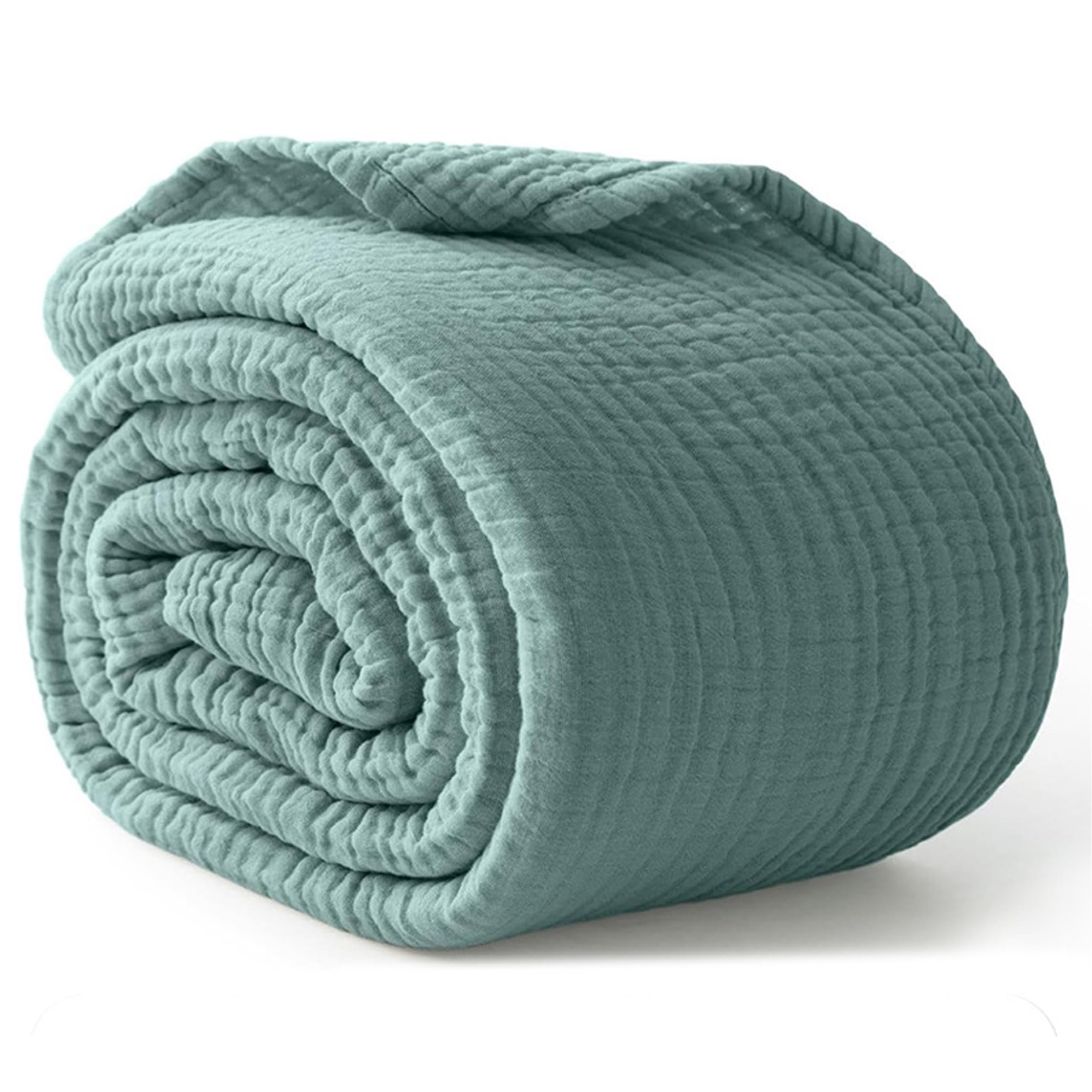 Coperta rinfrescante in mussola di cotone a 6 strati, coperta leggera e traspirante per adulti, divano letto morbido e accogliente da viaggio, verde oliva 50x69, 69 pollici