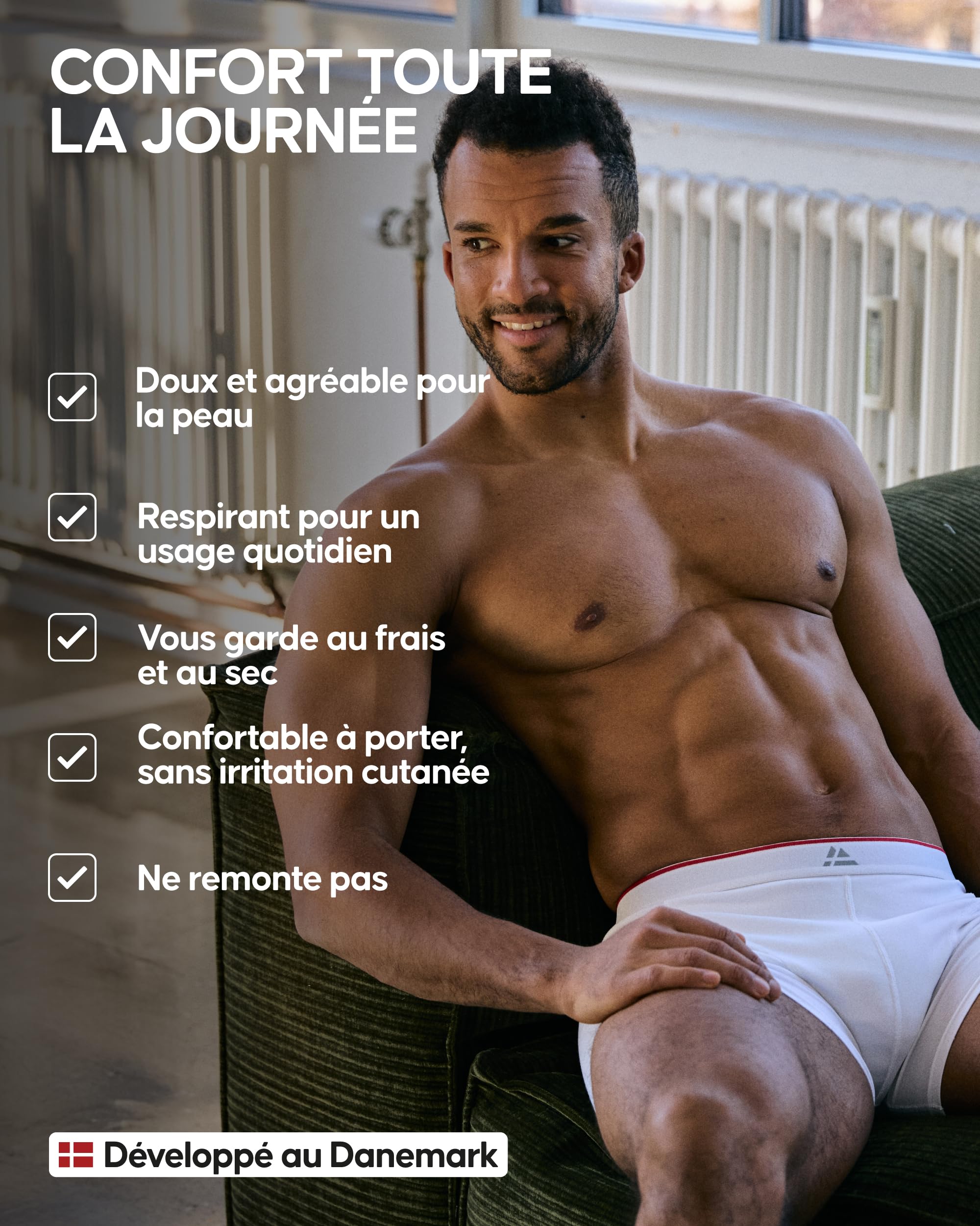 DANISH ENDURANCE Boxers en Bambou pour Hommes, sous-vêtements Respirants, Caleçons Antibactériens Doux, avec ou sans Braguette, Lot de 6 ou 10