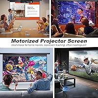 Vista 3 de Motorized Projector Screen Pull Down 100 Inch 16:9 HD Automatic Projector Screen with Remote, Electric Retractable Black Projection Screen Portable
