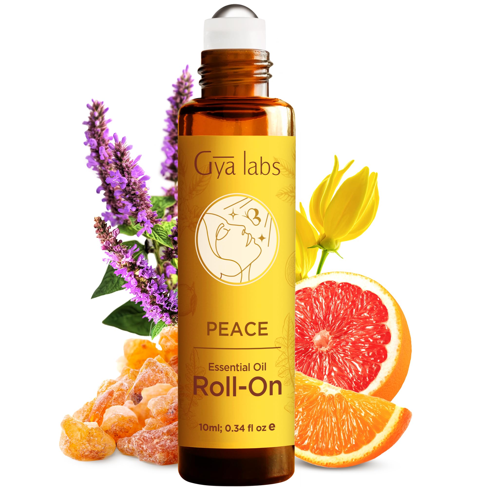 Gya Labs Peace Essential Oil Roll On - 0.34 Fl Oz - Travel Size Roller for Camping, Skin, Aromatherapy Relief, Convenience