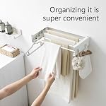 Clothes Drying Rack, Laundry Hanger Dryer Rack, Wall Mounted Drying Rack for Laundry, Foldable Drying Rack Indoor Outdoor,19.7" Wide,4 Aluminum Rods with Hooks, 40 lb Capacity (White 19.7" Hooks)