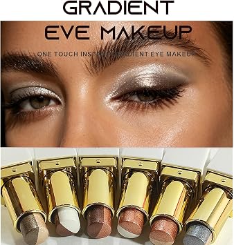Waterproof Eyeshadow Stick with Shimmer Finish,White & Brown Gradient Shimmer Eye Shadow Pencil for Long-Lasting Non-Smudge Glitter Makeup, Easy Create Natural Eye Makeup (01)