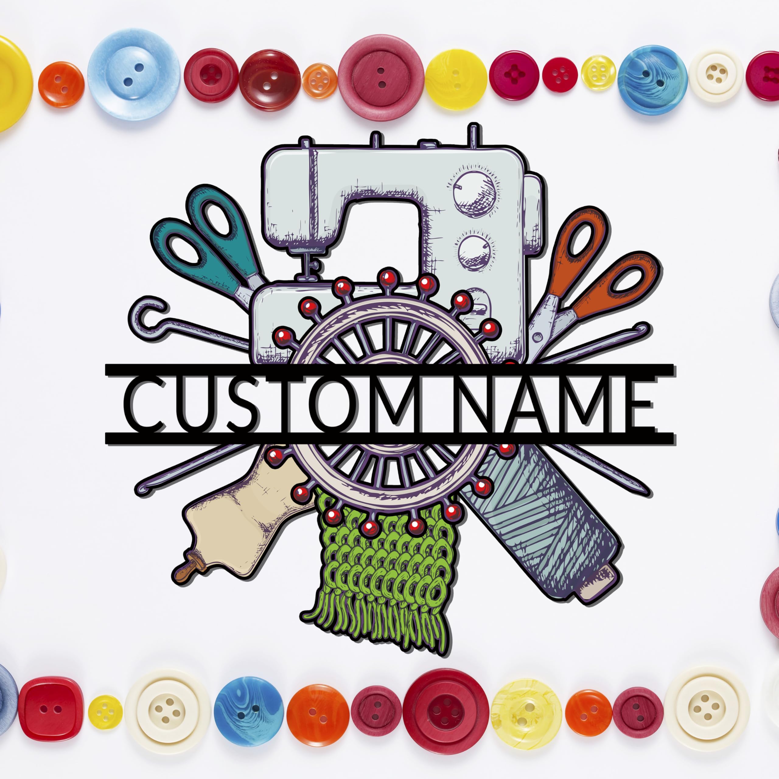 Jmyylaru Custom Sewing Manchine Metal Sign Personalized Quilting Sign for Craft Room Family Name Sign for Grandma Custom Sewing Sign Gifts for Quilters, for Her,Mom'S Gift