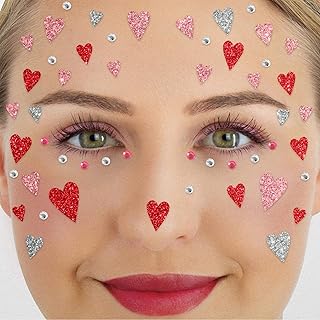 Face Tattoo Hearts, temporary glitter face tattoo for theme party, Halloween & carnival, children & adults