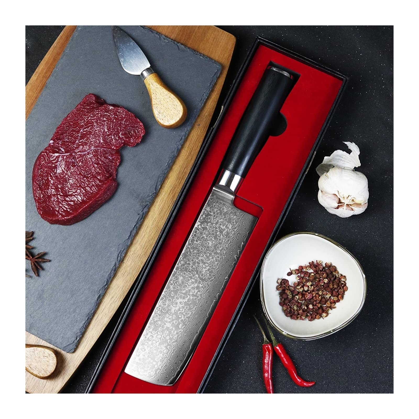 Küchenmesser VG10 Damaskus Steel Blade G10 rundes Griff scharfe scharfe Fleisch und Gemüse Schneidwerkzeug Koch Messer (Color : Fruit Knife)