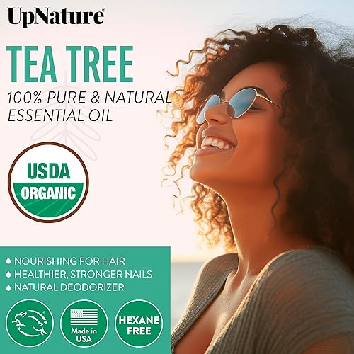 Miniatura 3 de UpNature Aceite de árbol de té orgánico, 100% puro, para piel, uñas de pies y cabello, 2 onzas