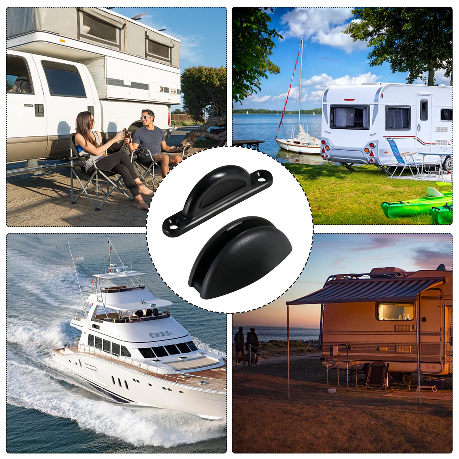 Fermaporta Camper Nero 2 Pezzi Serratura di Bloccaggio Bianca Fermaporta a Forma di T Accessori Camper