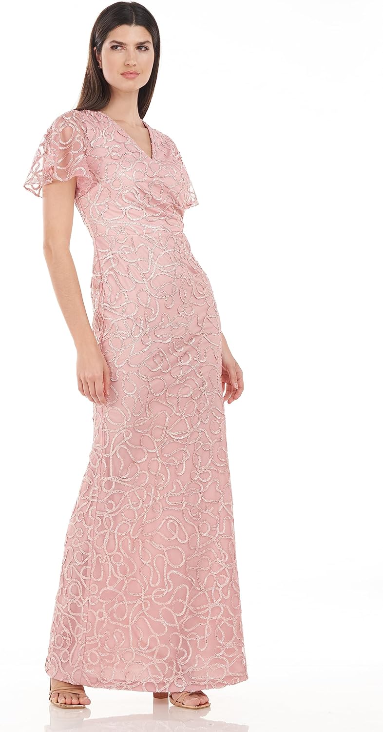 JS Collections Women's Winter Faux Wrap Mermaid Gown - Image 3