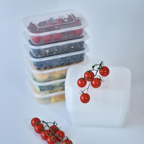 Miniatura 8 de Paquete de 50 recipientes de almacenamiento de alimentos para congelador de 17 onzas, contenedor de comida delicatessen, contenedor de plástico con